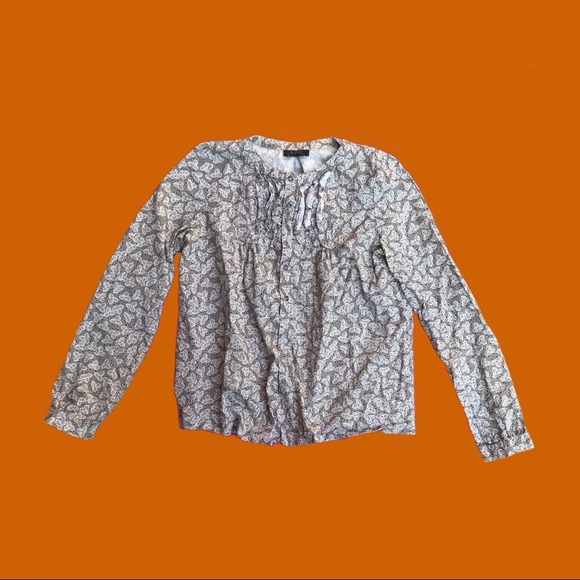 A.P.C Rue Madame Paris gray floral ruffle blouse - Picture 1 of 4
